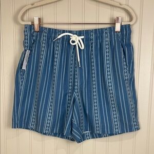 NWT RSQ Men’s Tie Stripes 5” Swim Short Trunks in Cadet Blue Size Small
